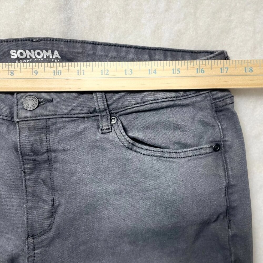 Sonoma Goods For Life Womens Black Raw Frayed Hem Skinny Denim Jeans Size 16R - Picture 5 of 9